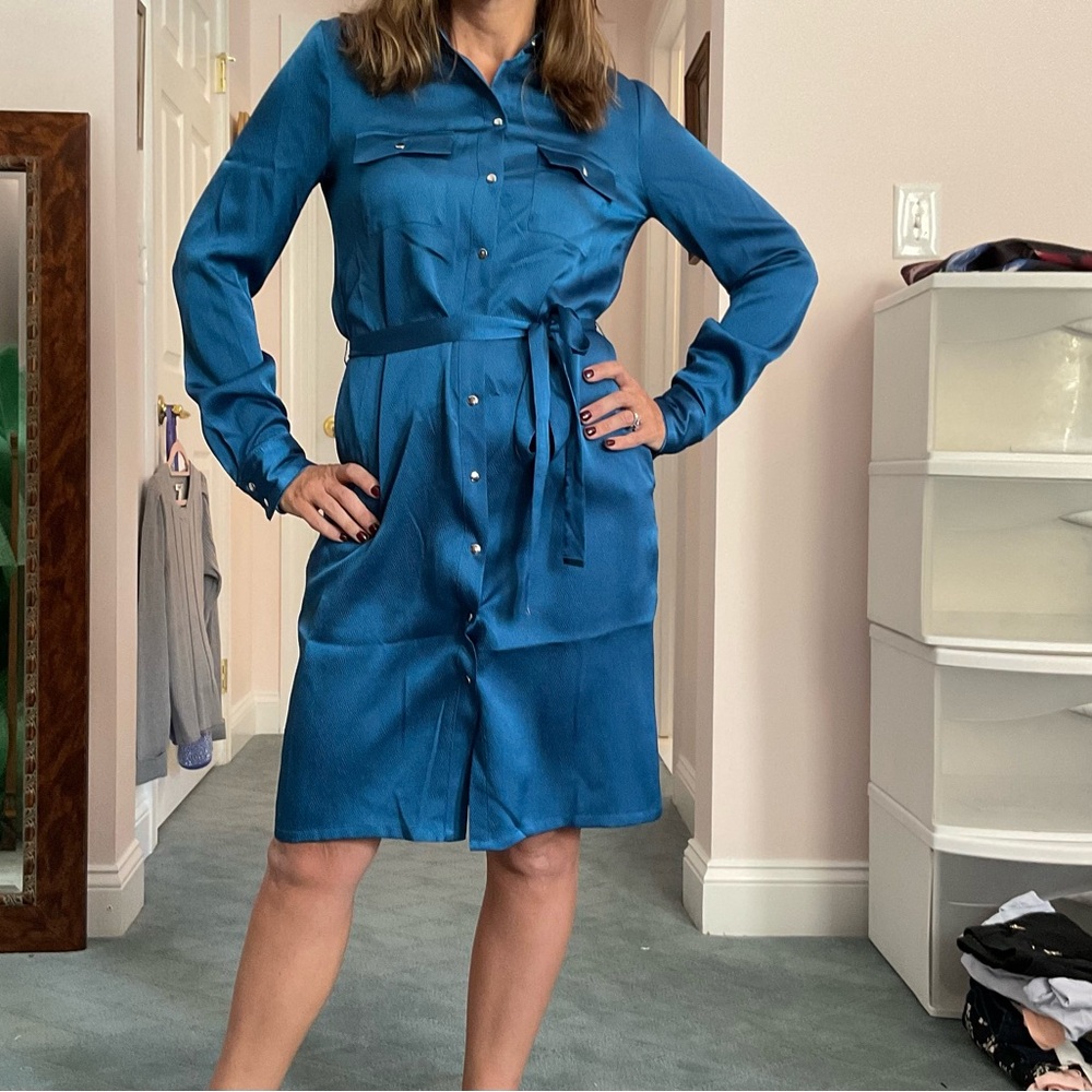 White House Black Market Blue Midi Dress